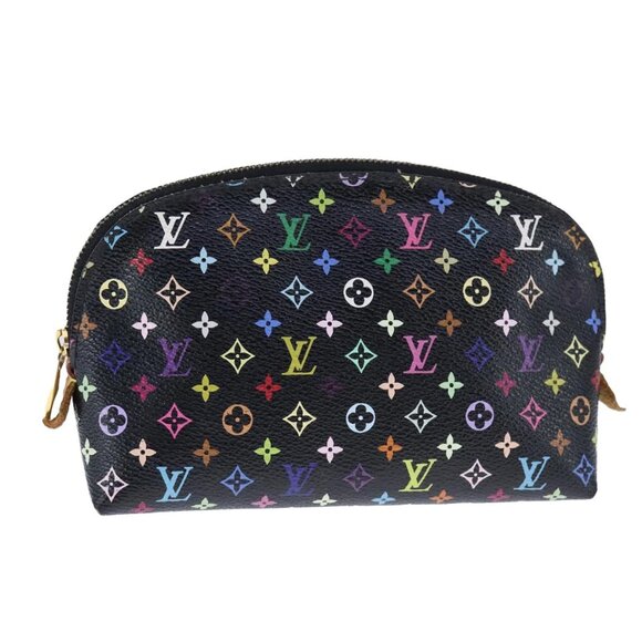 LOUIS VUITTON Monogram Multicolor Pochette Cosmetic Black M47355 LV Auth 107845 - Picture 1 of 15